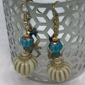 Artisan Silver Tone Glass Bead Dangle Earrings